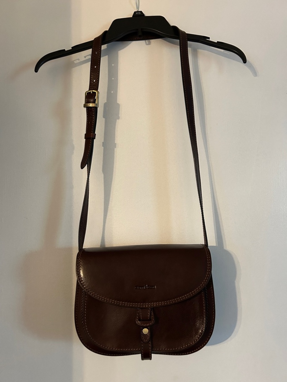 Women's Brown Leather Crossbody Saddle Bag with Adjustable Strap